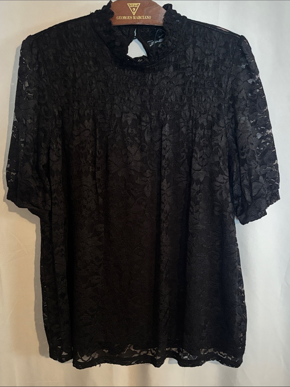 Cable & Gauge Black Lace Short Sleeve Blouse